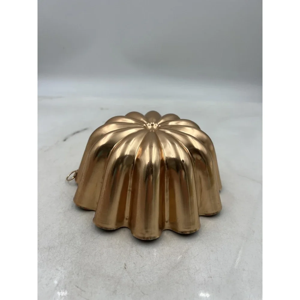 Vintage Copper Fluted Gelatin Cake Mold 3.5 Cup Scalloped Wall Decor 7 inch
